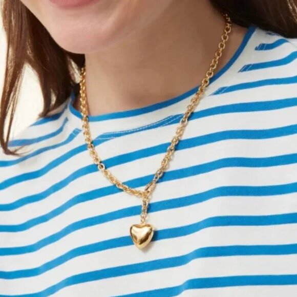 *Set* Roxanne Assoulin The Mini Puffy Heart Necklace Duo Gold/Silver - Picture 2 of 6